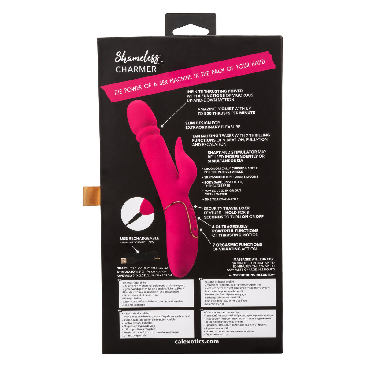 California Exotics - Shameless Slim Charmer Rabbit Vibrator (Pink) -  Rabbit Dildo (Vibration) Rechargeable  Durio.sg