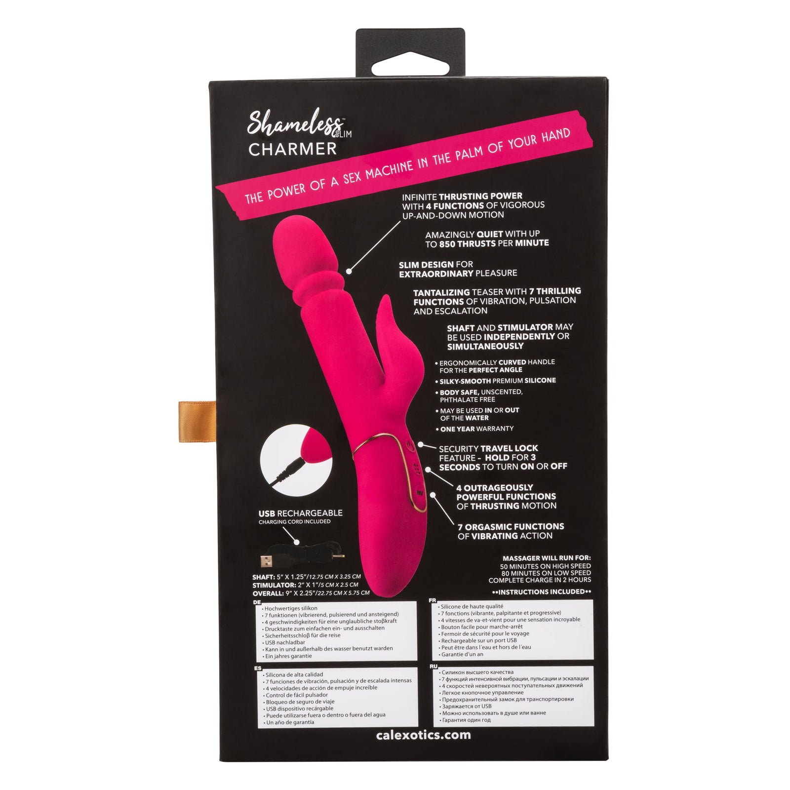 California Exotics - Shameless Slim Charmer Rabbit Vibrator (Pink) -  Rabbit Dildo (Vibration) Rechargeable  Durio.sg