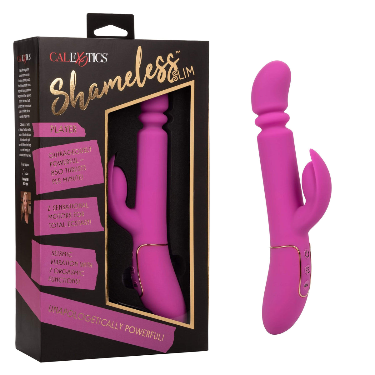 California Exotics - Shameless Slim Player Rabbit Vibrator (Pink) -  Rabbit Dildo (Vibration) Rechargeable  Durio.sg