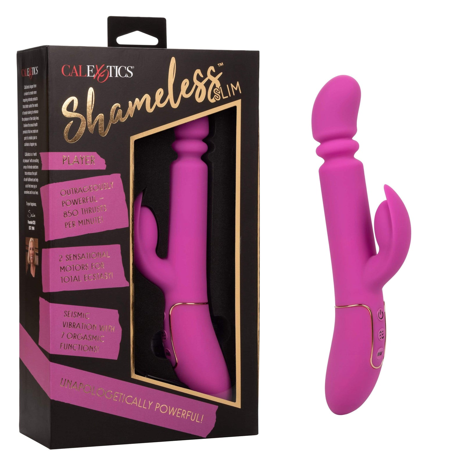 California Exotics - Shameless Slim Player Rabbit Vibrator (Pink) -  Rabbit Dildo (Vibration) Rechargeable  Durio.sg