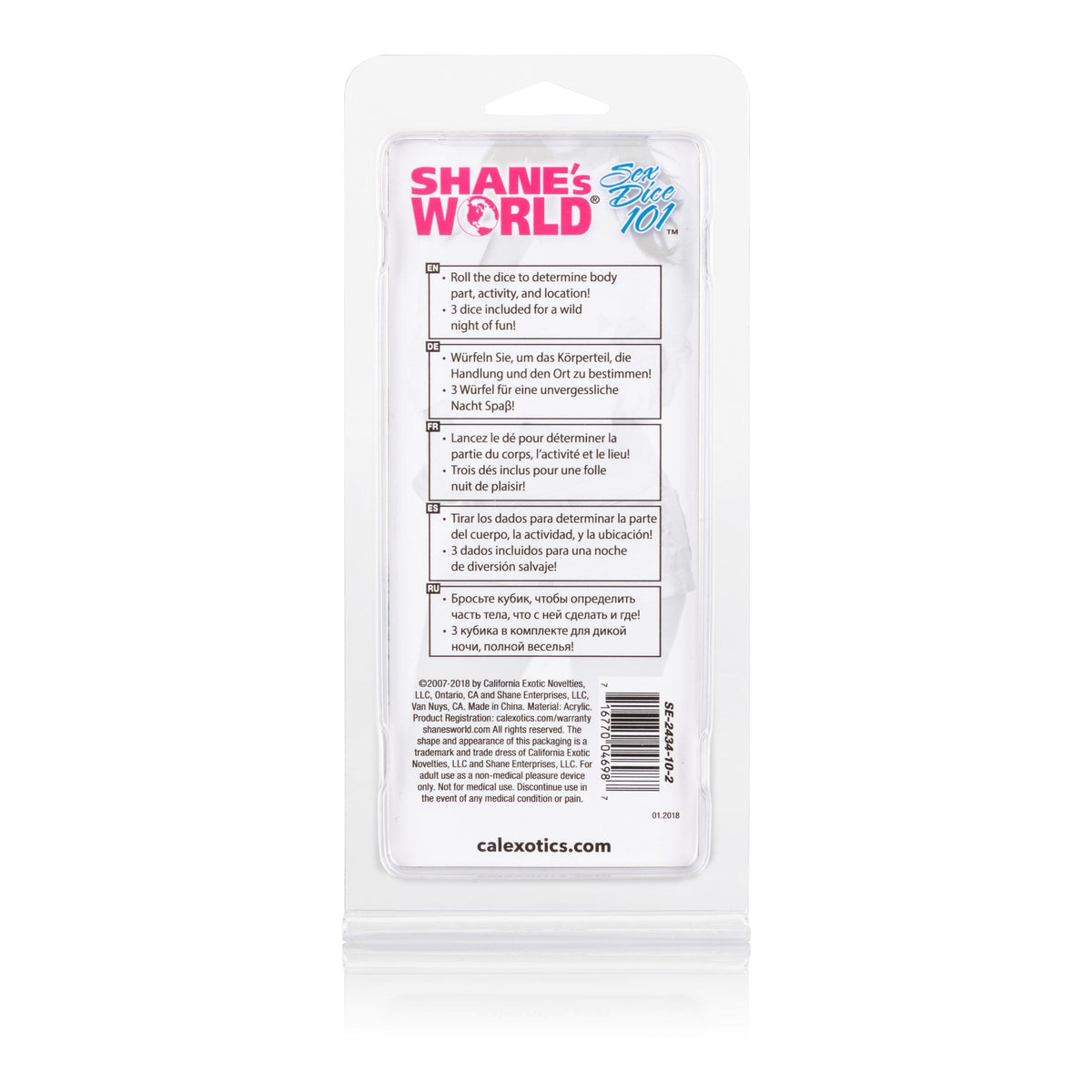 California Exotics - Shane's World Sex Dice 101 (Multi Colour) -  Games  Durio.sg