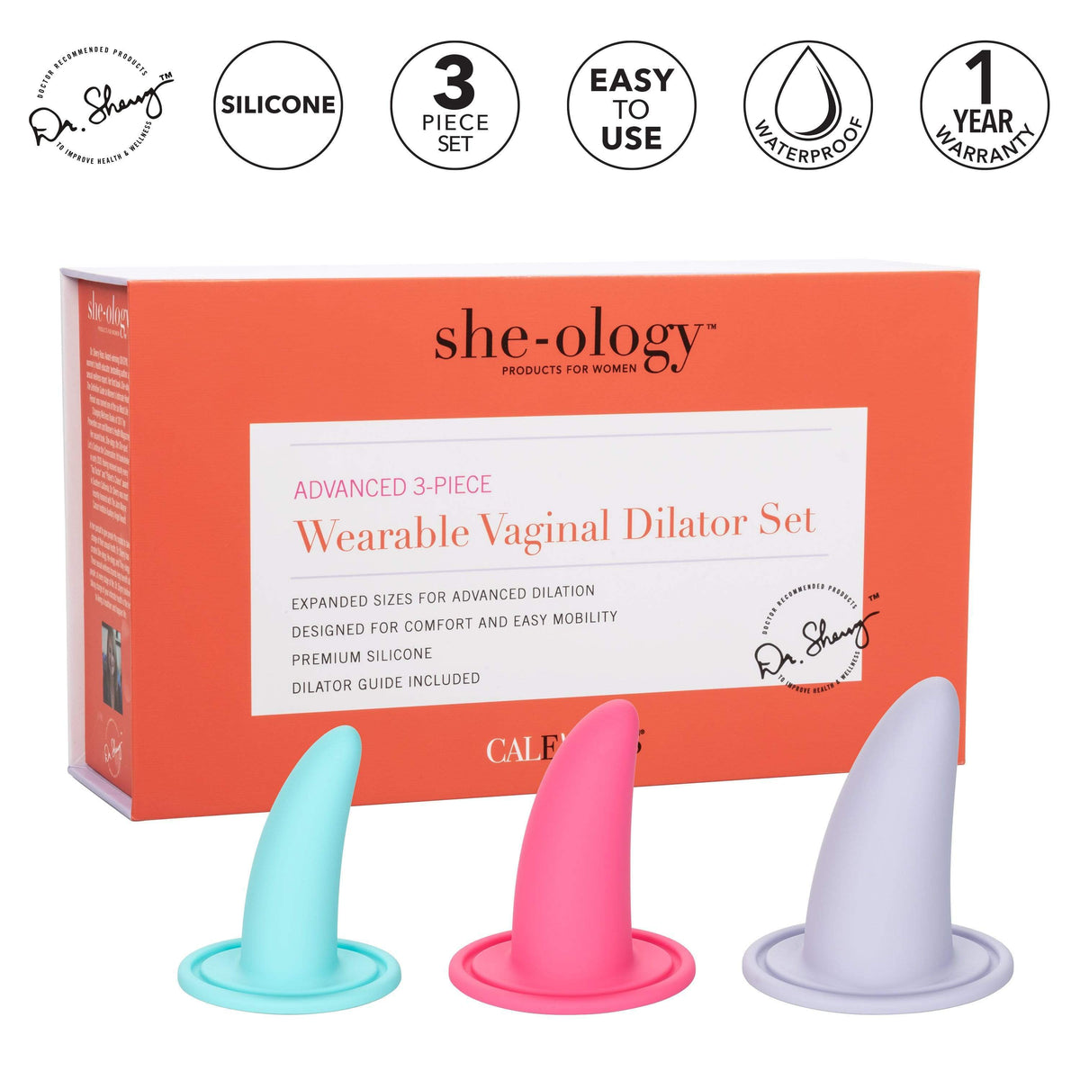 California Exotics - Sheology Advanced 3 Piece Wearable Vaginal Dilator Set (Multi Colour) -  Non Realistic Dildo w/o suction cup (Non Vibration)  Durio.sg