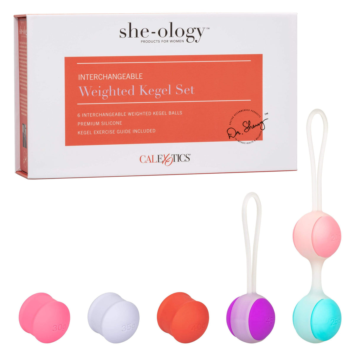 California Exotics - Sheology Interchangeable Weighted Kegel Set (Multi Colour) -  Kegel Balls (Non Vibration)  Durio.sg