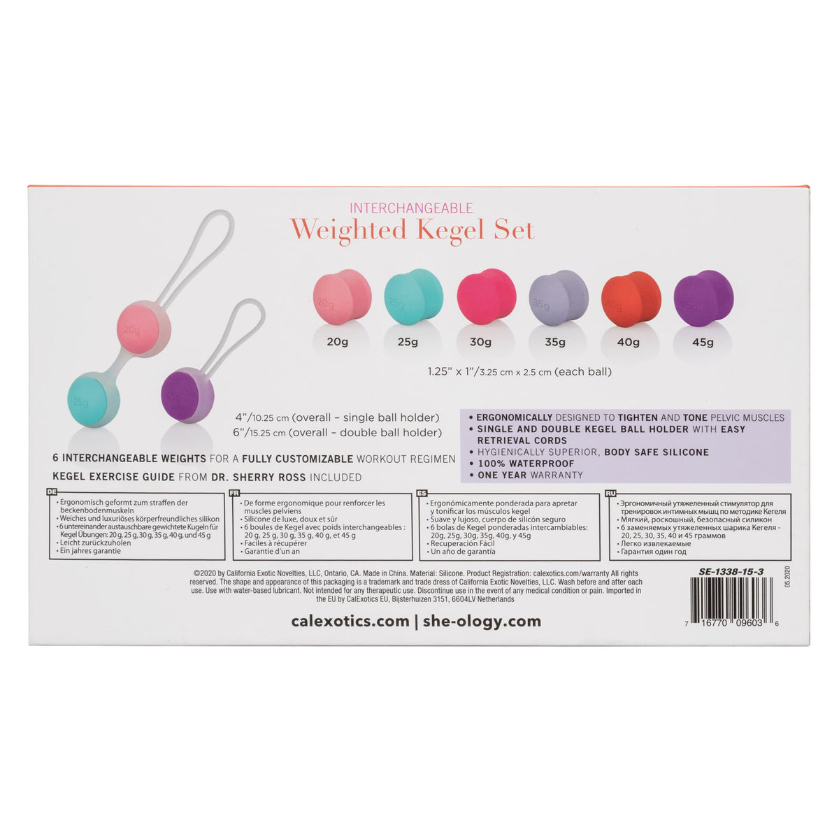 California Exotics - Sheology Interchangeable Weighted Kegel Set (Multi Colour) -  Kegel Balls (Non Vibration)  Durio.sg