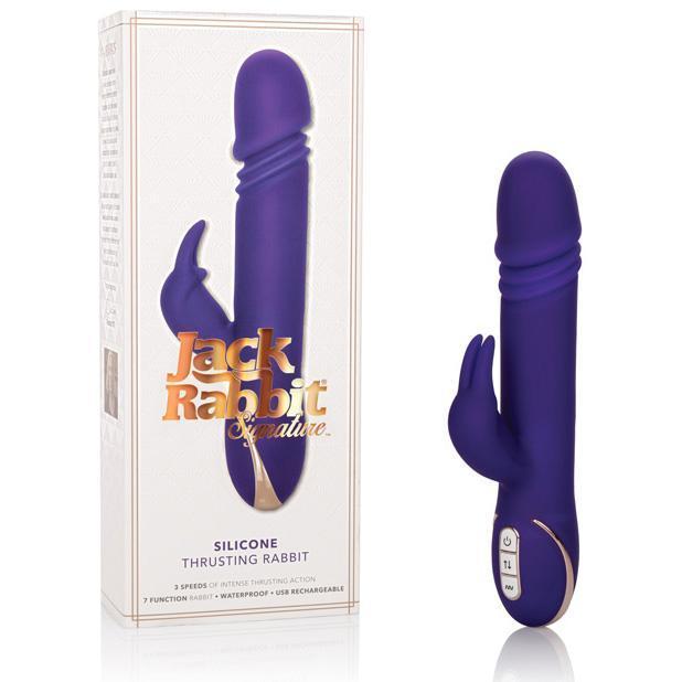 California Exotics - Signature Silicone Thrusting Jack Rabbit Vibrator (Purple) -  Rabbit Dildo (Vibration) Rechargeable  Durio.sg