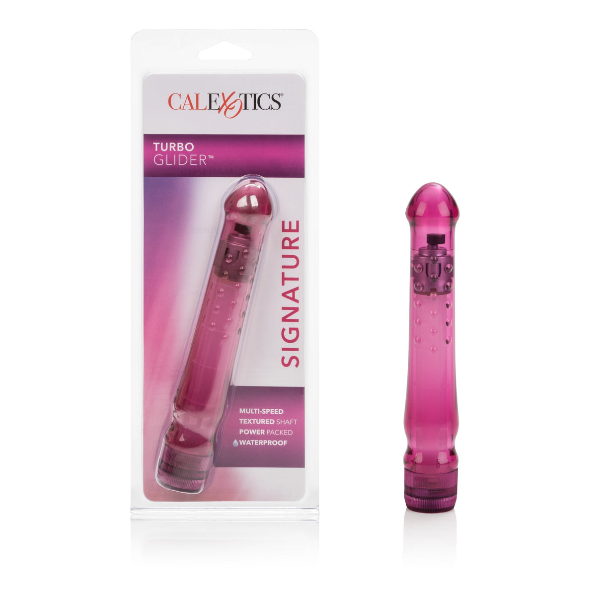 California Exotics - Signature Turbo Glide Vibrator (Pink) -  Non Realistic Dildo w/o suction cup (Vibration) Non Rechargeable  Durio.sg