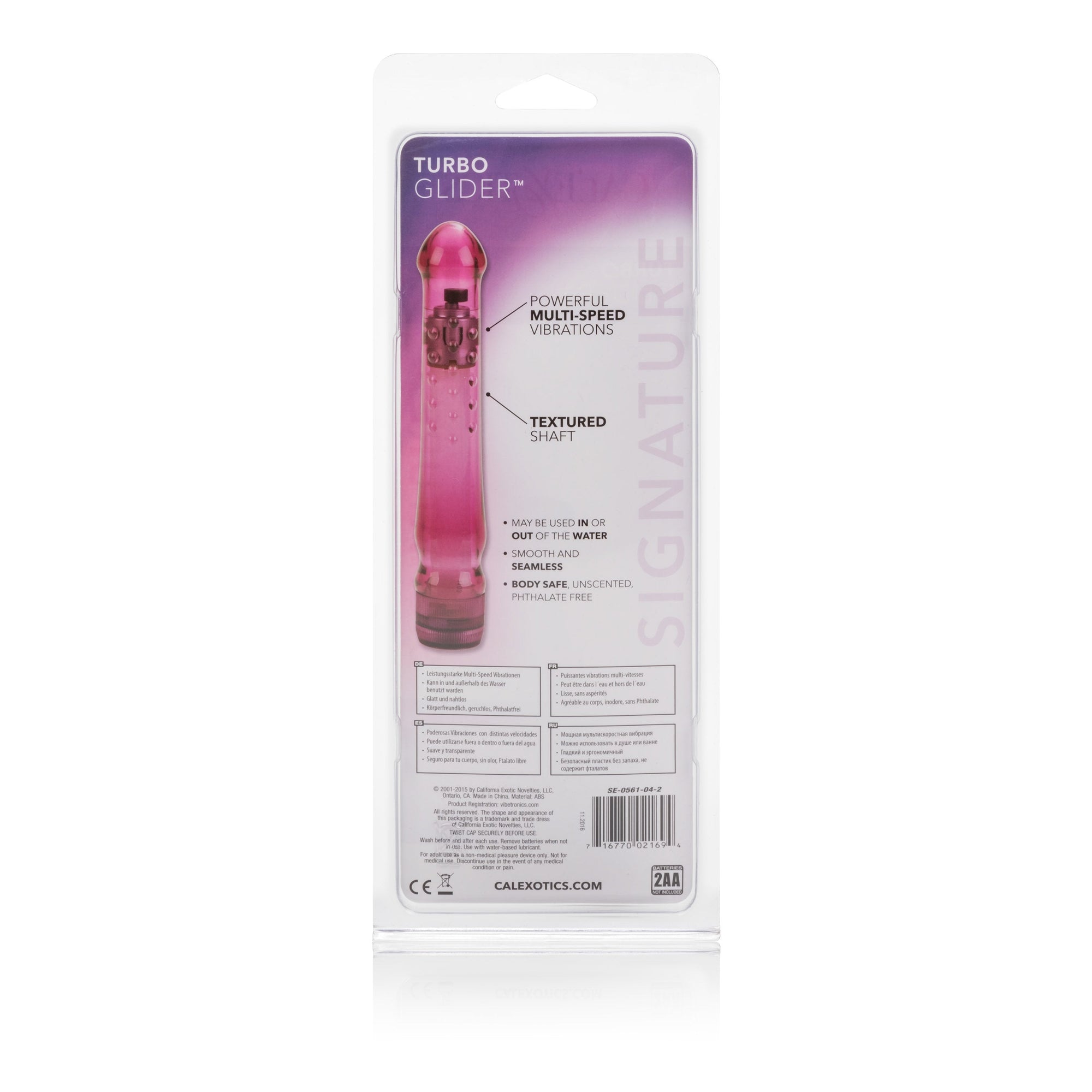 California Exotics - Signature Turbo Glide Vibrator (Pink) -  Non Realistic Dildo w/o suction cup (Vibration) Non Rechargeable  Durio.sg