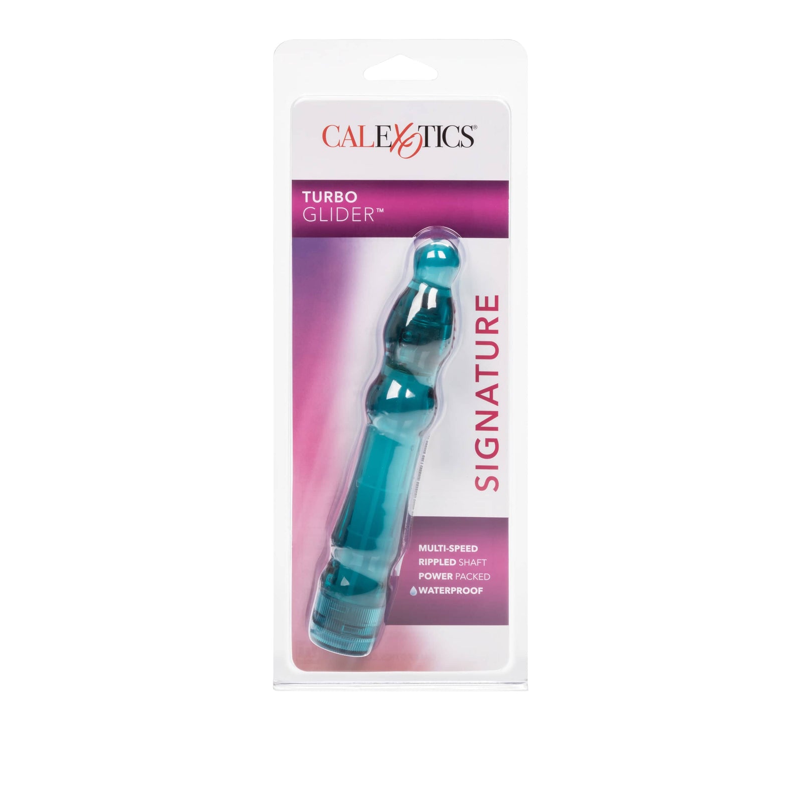California Exotics - Signature Turbo Glider Vibrator (Blue) -  Non Realistic Dildo w/o suction cup (Vibration) Non Rechargeable  Durio.sg
