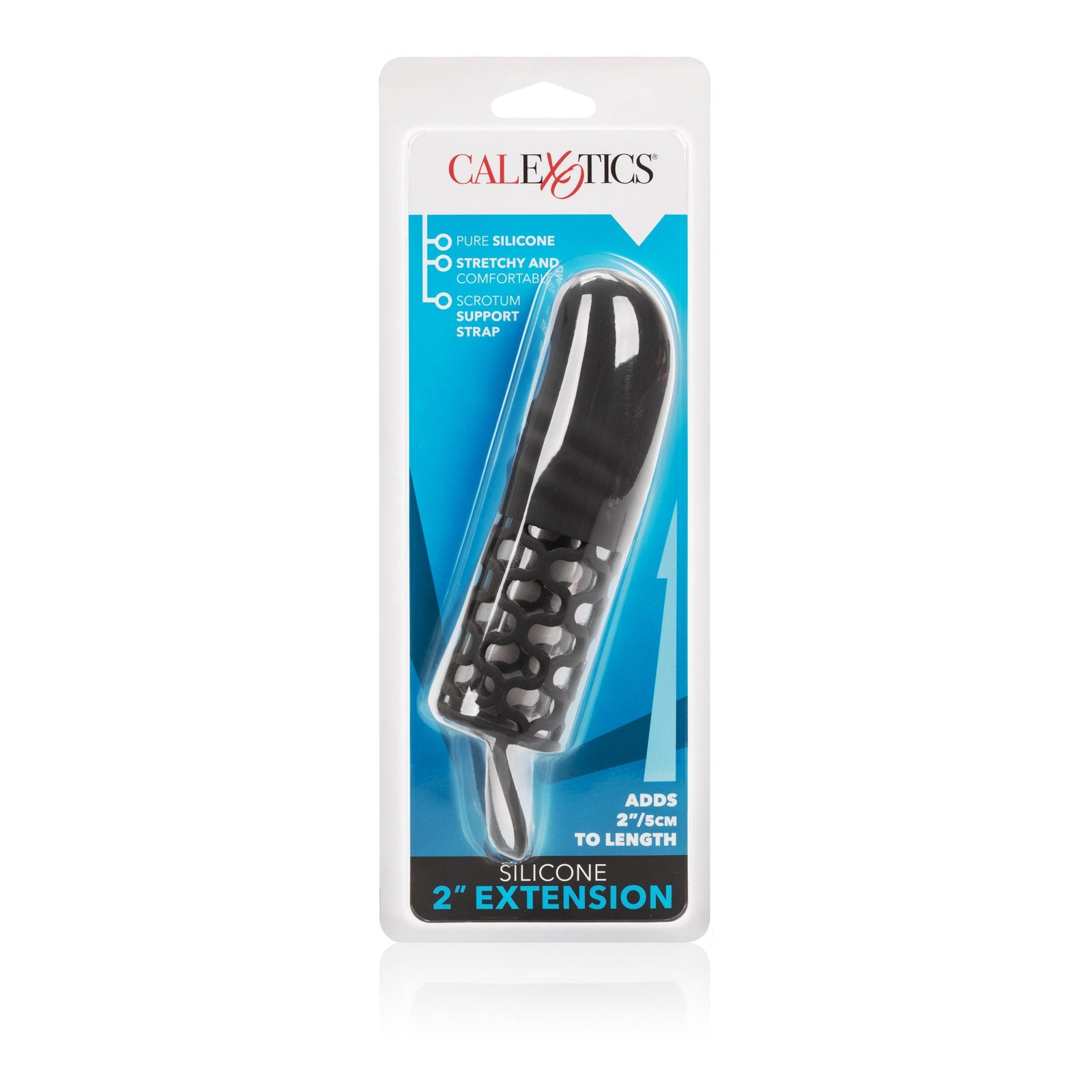California Exotics - Silicone 2" Penis Extension (Black) -  Silicone Cock Cage (Non Vibration)  Durio.sg