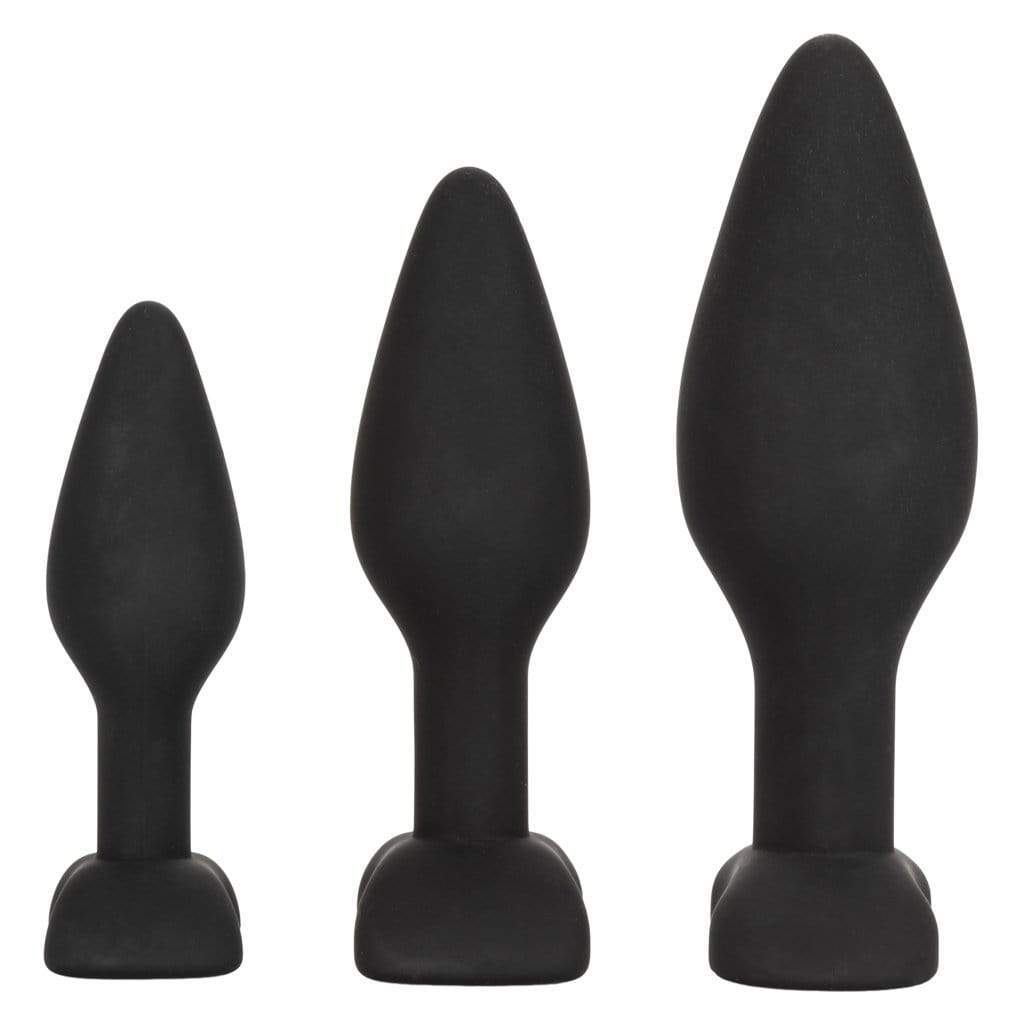 California Exotics - Silicone Flanged Based Anal Exerciser Kit (Black) -  Anal Kit (Non Vibration)  Durio.sg