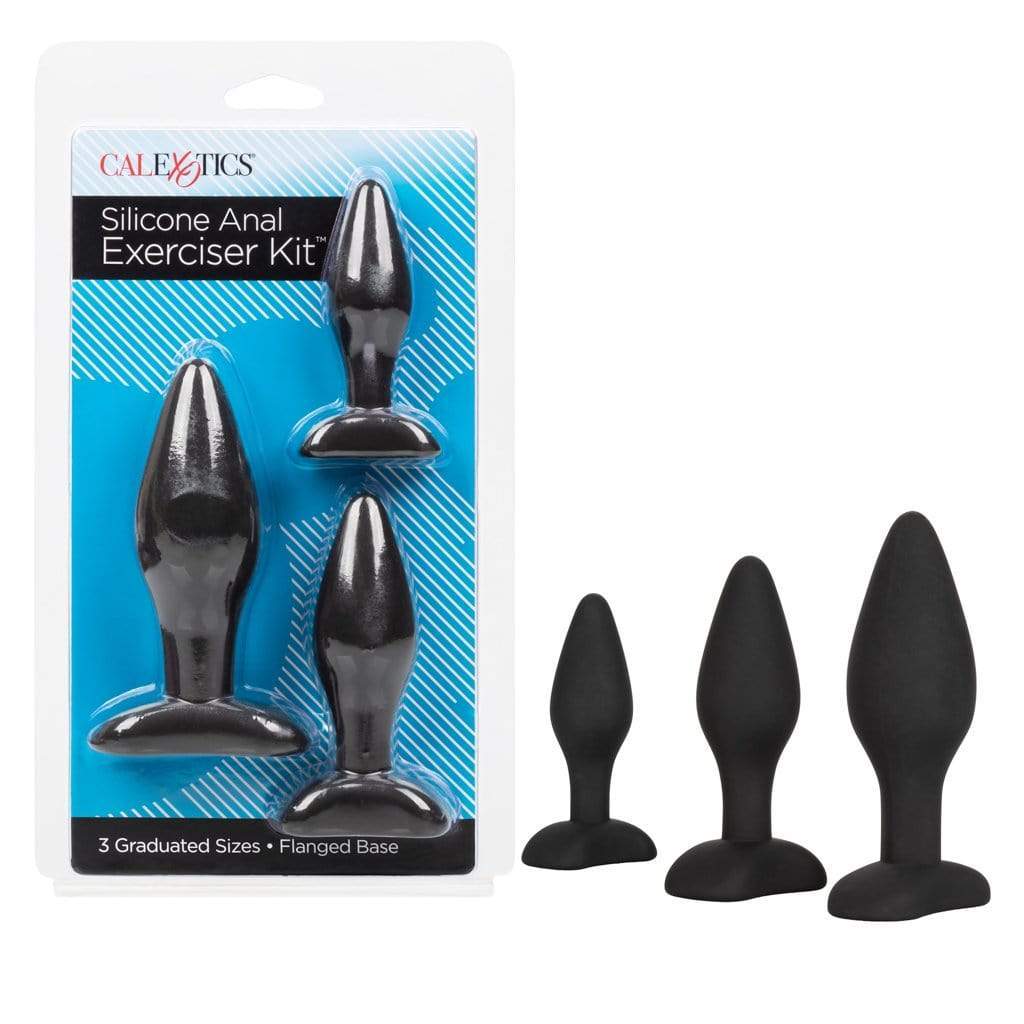 California Exotics - Silicone Flanged Based Anal Exerciser Kit (Black) -  Anal Kit (Non Vibration)  Durio.sg