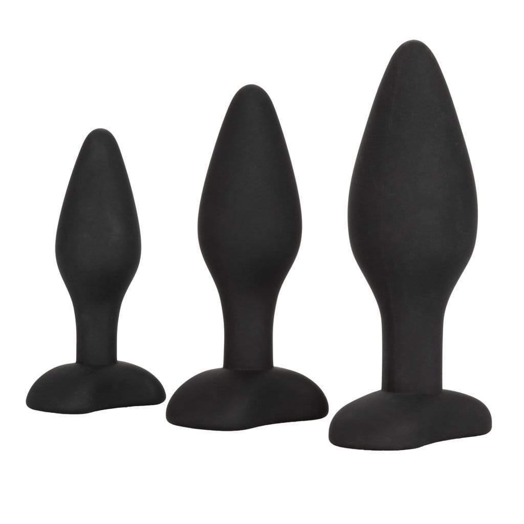 California Exotics - Silicone Flanged Based Anal Exerciser Kit (Black) -  Anal Kit (Non Vibration)  Durio.sg
