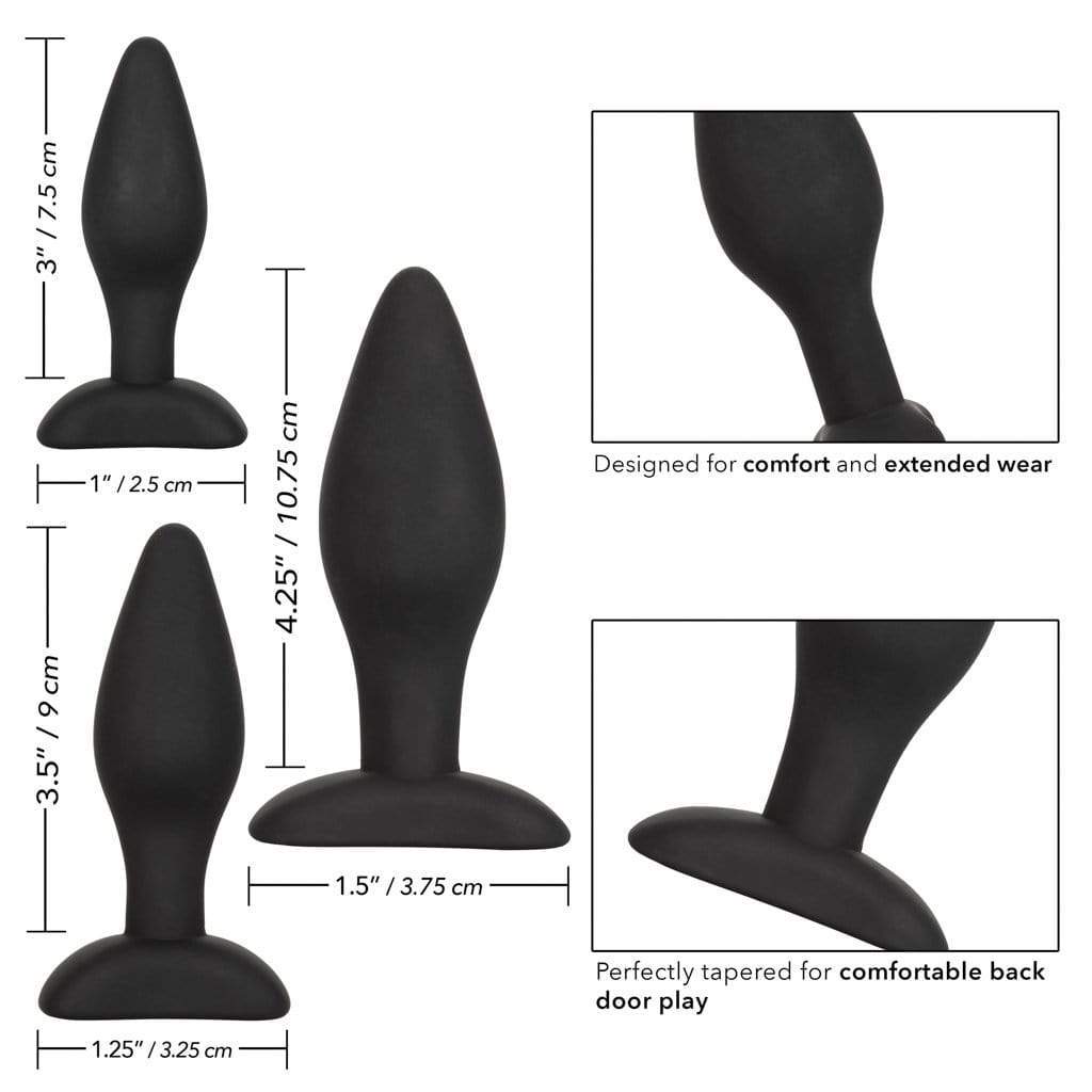 California Exotics - Silicone Flanged Based Anal Exerciser Kit (Black) -  Anal Kit (Non Vibration)  Durio.sg