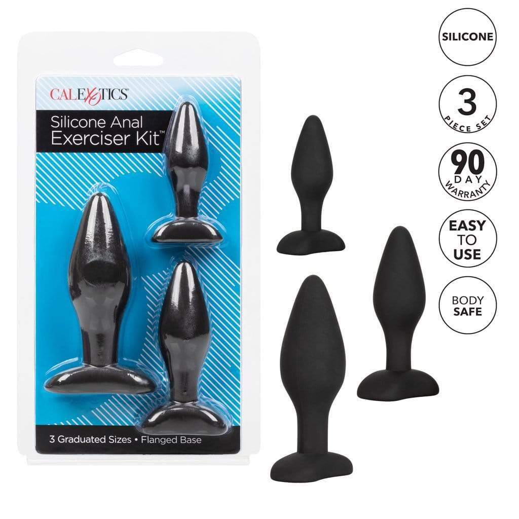 California Exotics - Silicone Flanged Based Anal Exerciser Kit (Black) -  Anal Kit (Non Vibration)  Durio.sg