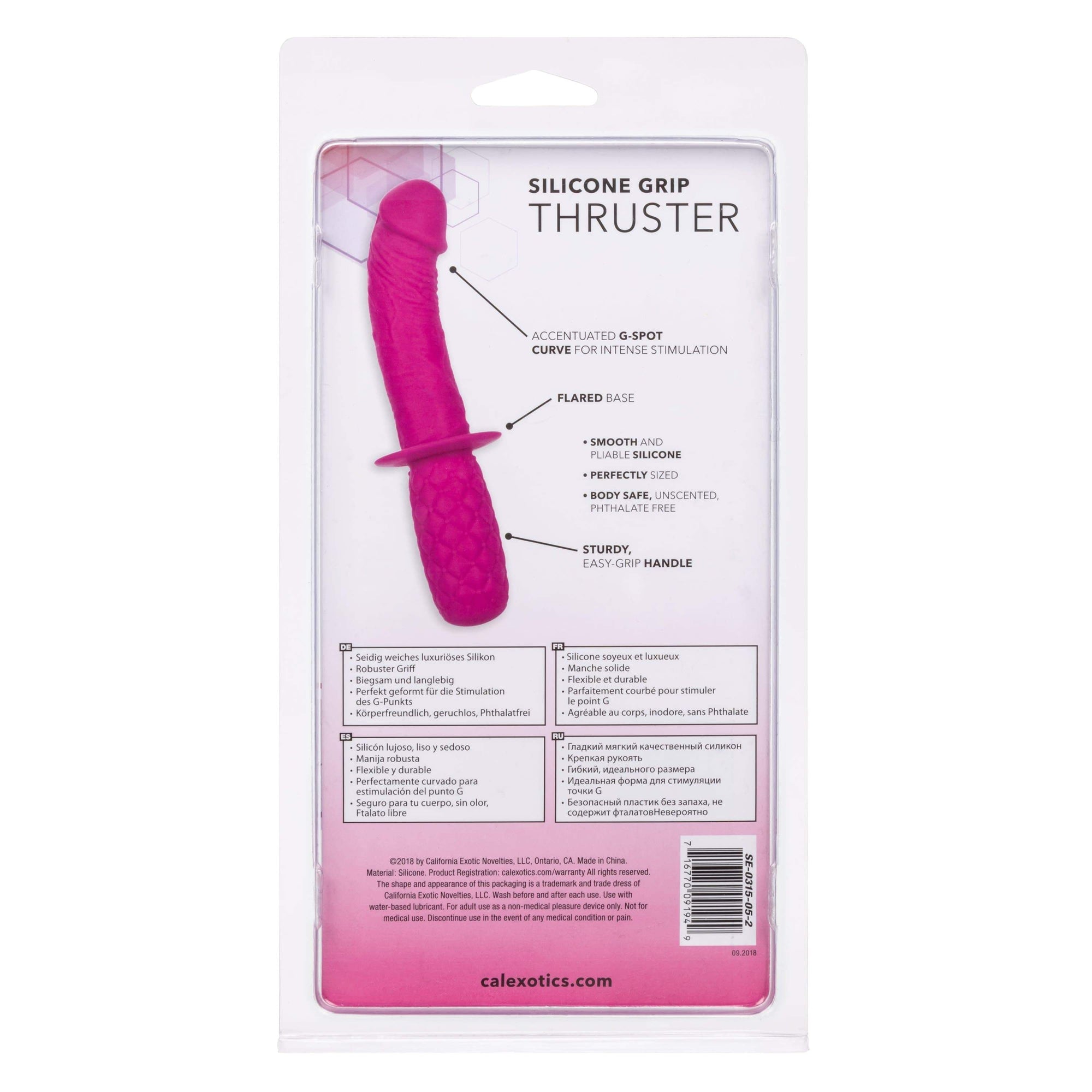 California Exotics - Silicone Grip Thruster Dildo (Pink) -  Realistic Dildo w/o suction cup (Non Vibration)  Durio.sg