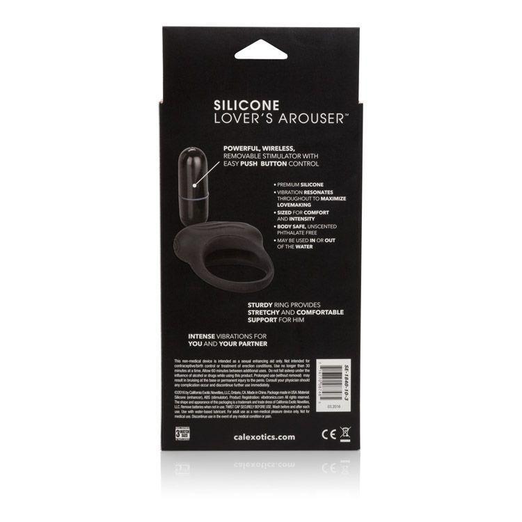 California Exotics - Silicone Lover's Arouser Vibrating Cock Ring (Black) -  Silicone Cock Ring (Vibration) Non Rechargeable  Durio.sg