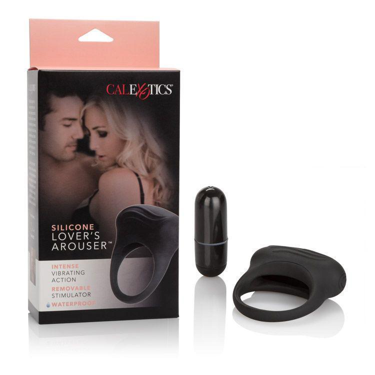 California Exotics - Silicone Lover&#39;s Arouser Vibrating Cock Ring (Black) -  Silicone Cock Ring (Vibration) Non Rechargeable  Durio.sg