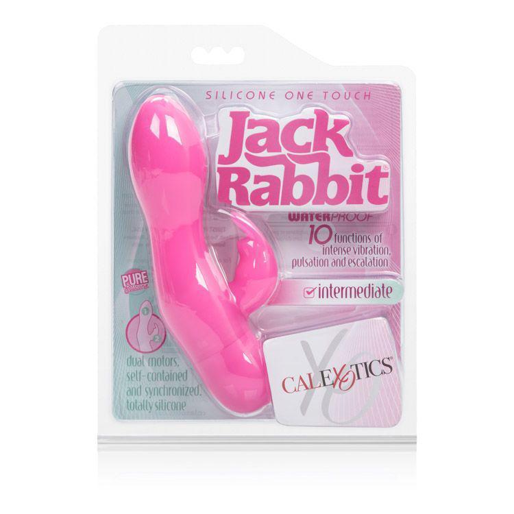 California Exotics - Silicone One Touch Jack Rabbit Vibrator (Pink) -  Rabbit Dildo (Vibration) Non Rechargeable  Durio.sg
