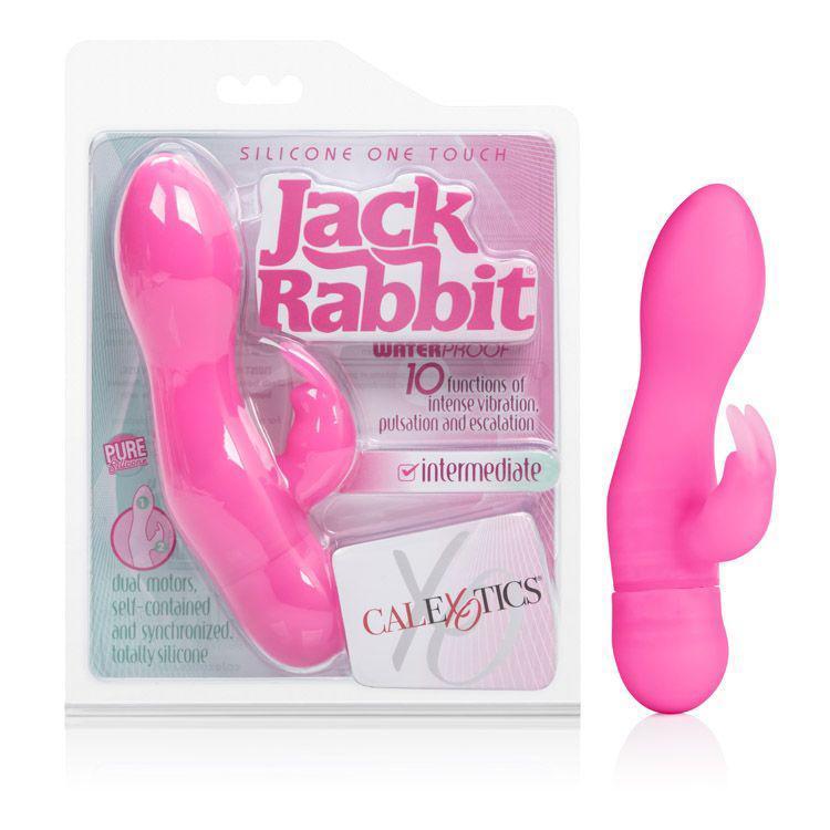 California Exotics - Silicone One Touch Jack Rabbit Vibrator (Pink) -  Rabbit Dildo (Vibration) Non Rechargeable  Durio.sg