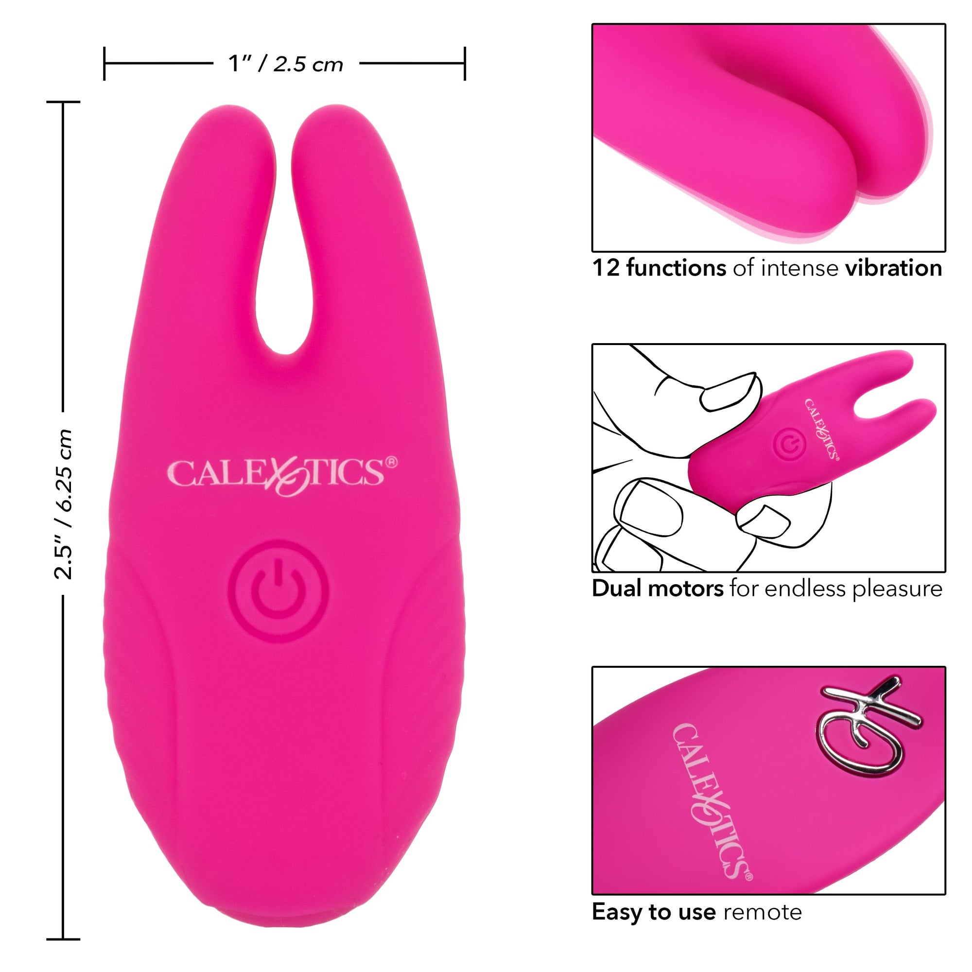 California Exotics - Silicone Remote Control Vibrating Nipple Clamps (Pink) -  Nipple Clamps (Vibration) Rechargeable  Durio.sg
