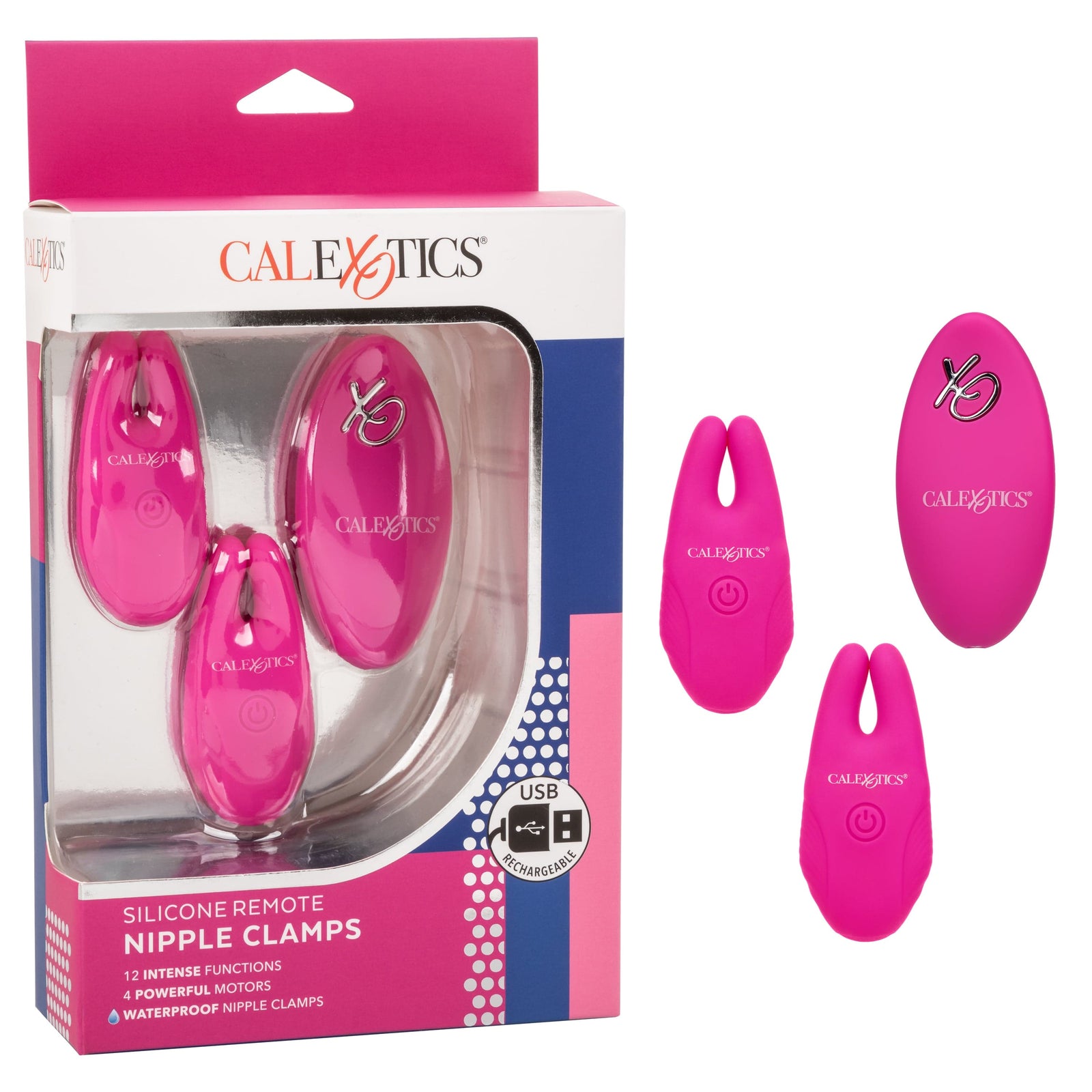 California Exotics - Silicone Remote Control Vibrating Nipple Clamps (Pink) -  Nipple Clamps (Vibration) Rechargeable  Durio.sg