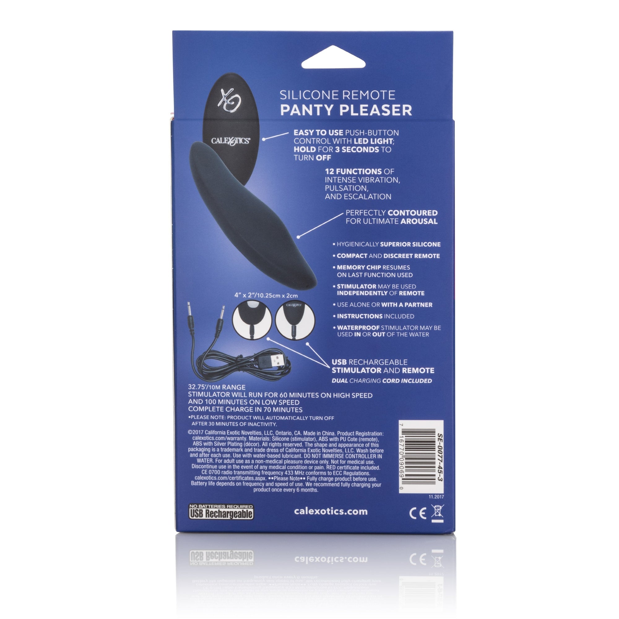 California Exotics - Silicone Remote Panty Pleaser Vibrator (Black) -  Panties Massager Remote Control (Vibration) Rechargeable  Durio.sg