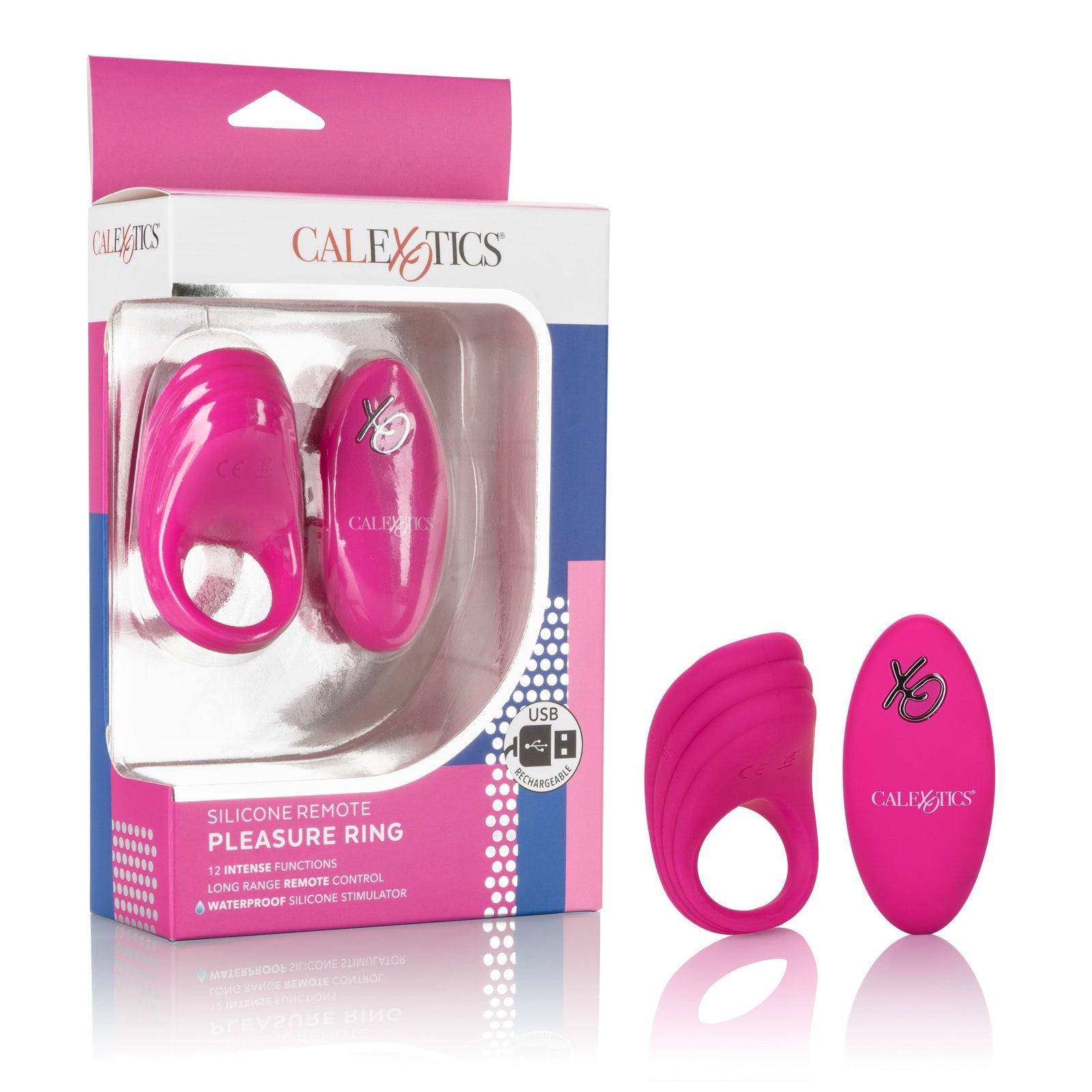 California Exotics - Silicone Remote Pleasure Cock Ring (Pink) -  Silicone Cock Ring (Vibration) Rechargeable  Durio.sg