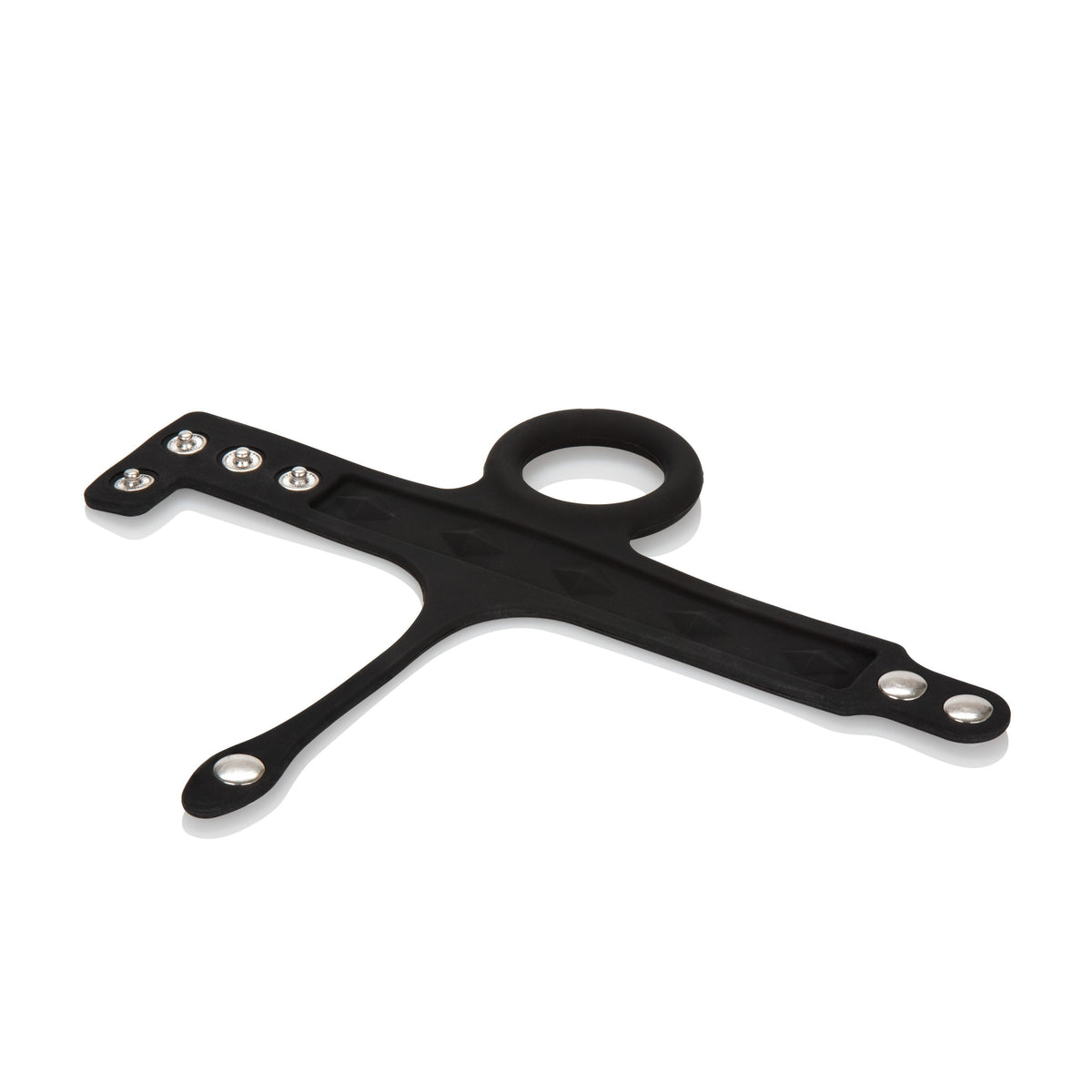 California Exotics - Silicone Tri Snap Ball Spreader (Black) -  Silicone Cock Ring (Non Vibration)  Durio.sg