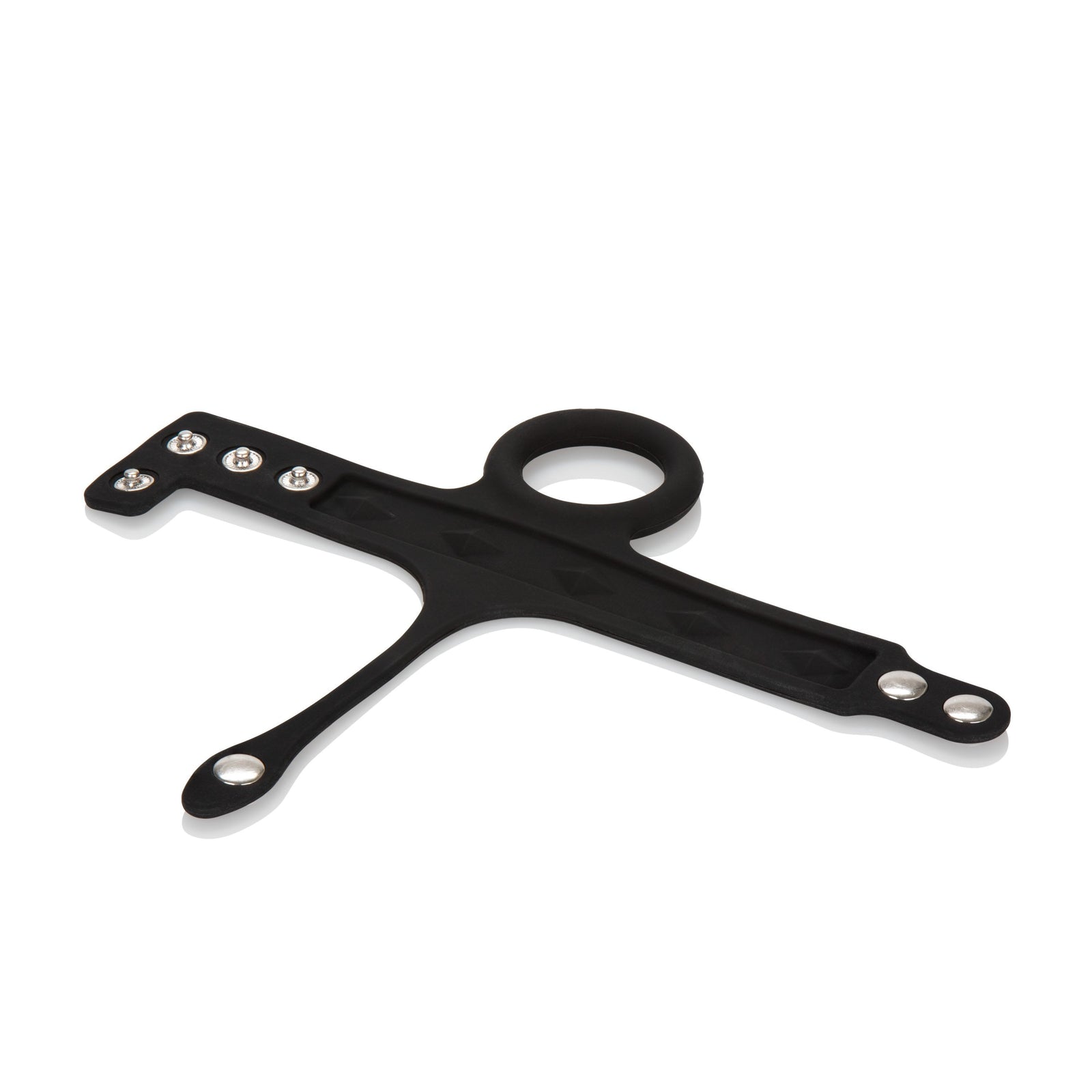 California Exotics - Silicone Tri Snap Ball Spreader (Black) -  Silicone Cock Ring (Non Vibration)  Durio.sg