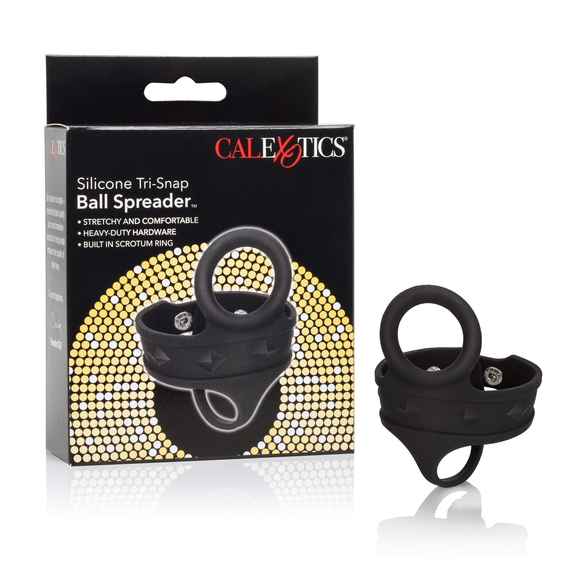 California Exotics - Silicone Tri Snap Ball Spreader (Black) -  Silicone Cock Ring (Non Vibration)  Durio.sg