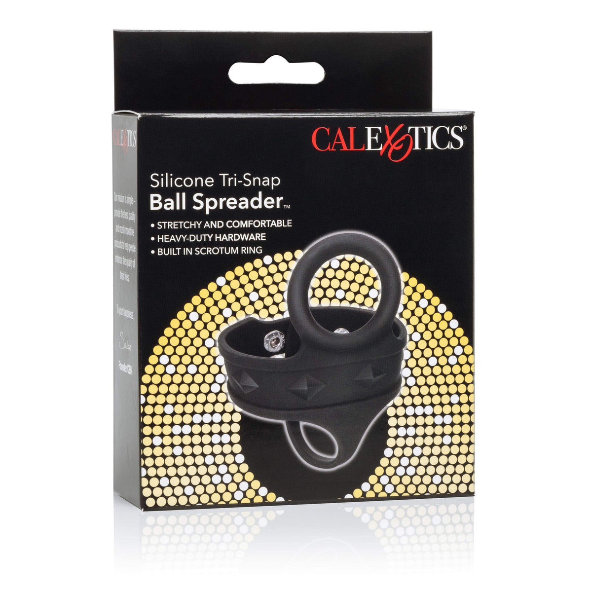 California Exotics - Silicone Tri Snap Ball Spreader (Black) -  Silicone Cock Ring (Non Vibration)  Durio.sg
