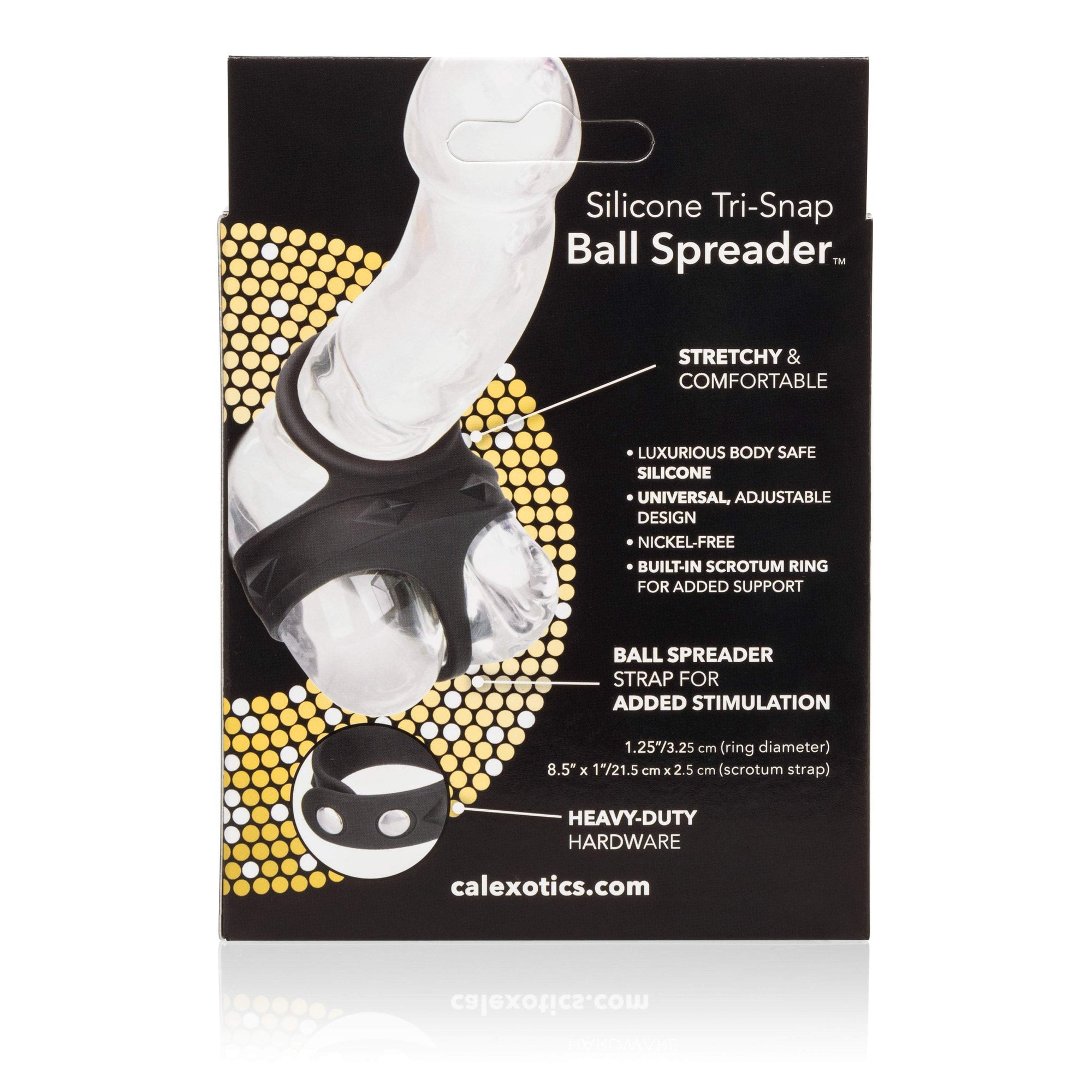 California Exotics - Silicone Tri Snap Ball Spreader (Black) -  Silicone Cock Ring (Non Vibration)  Durio.sg