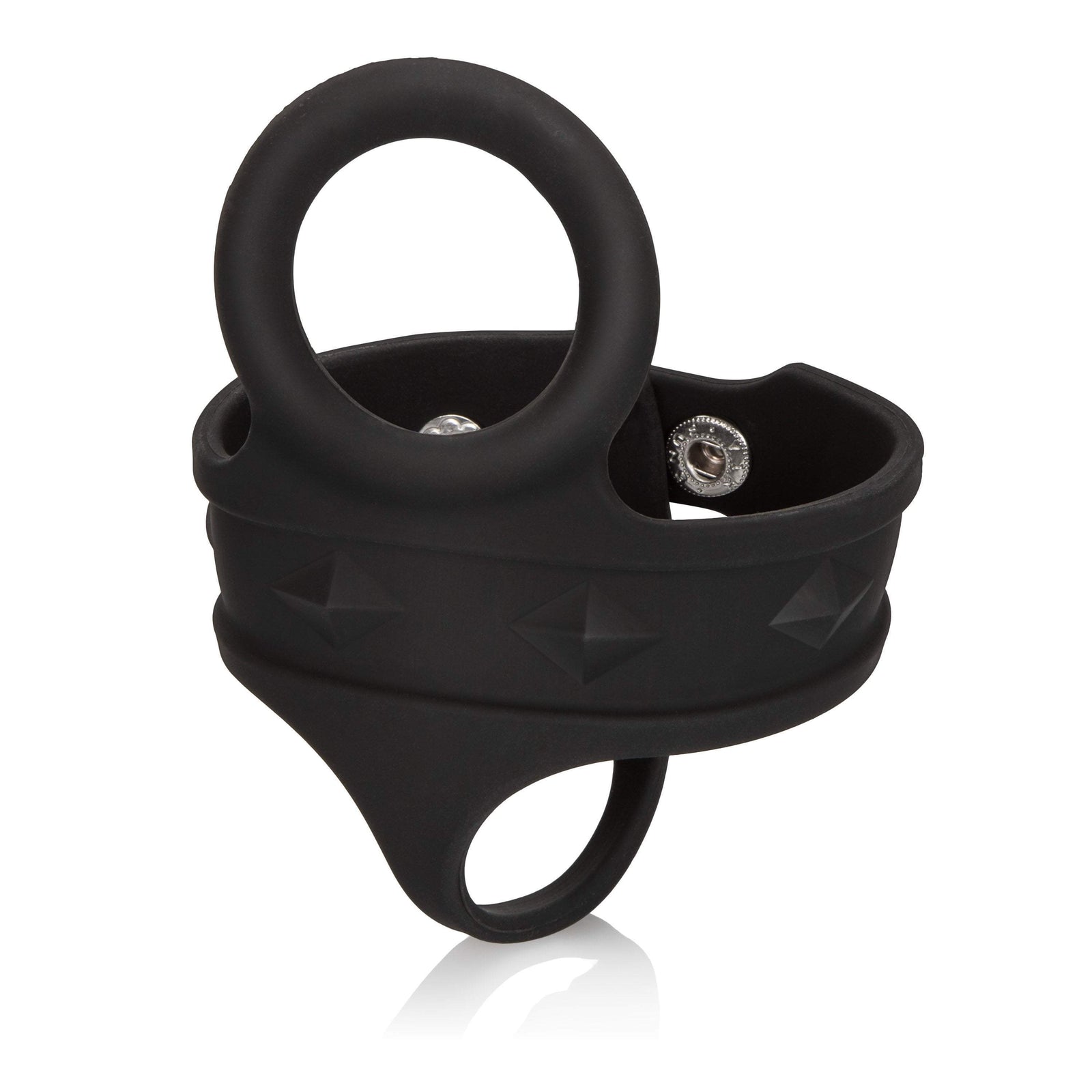 California Exotics - Silicone Tri Snap Ball Spreader (Black) -  Silicone Cock Ring (Non Vibration)  Durio.sg