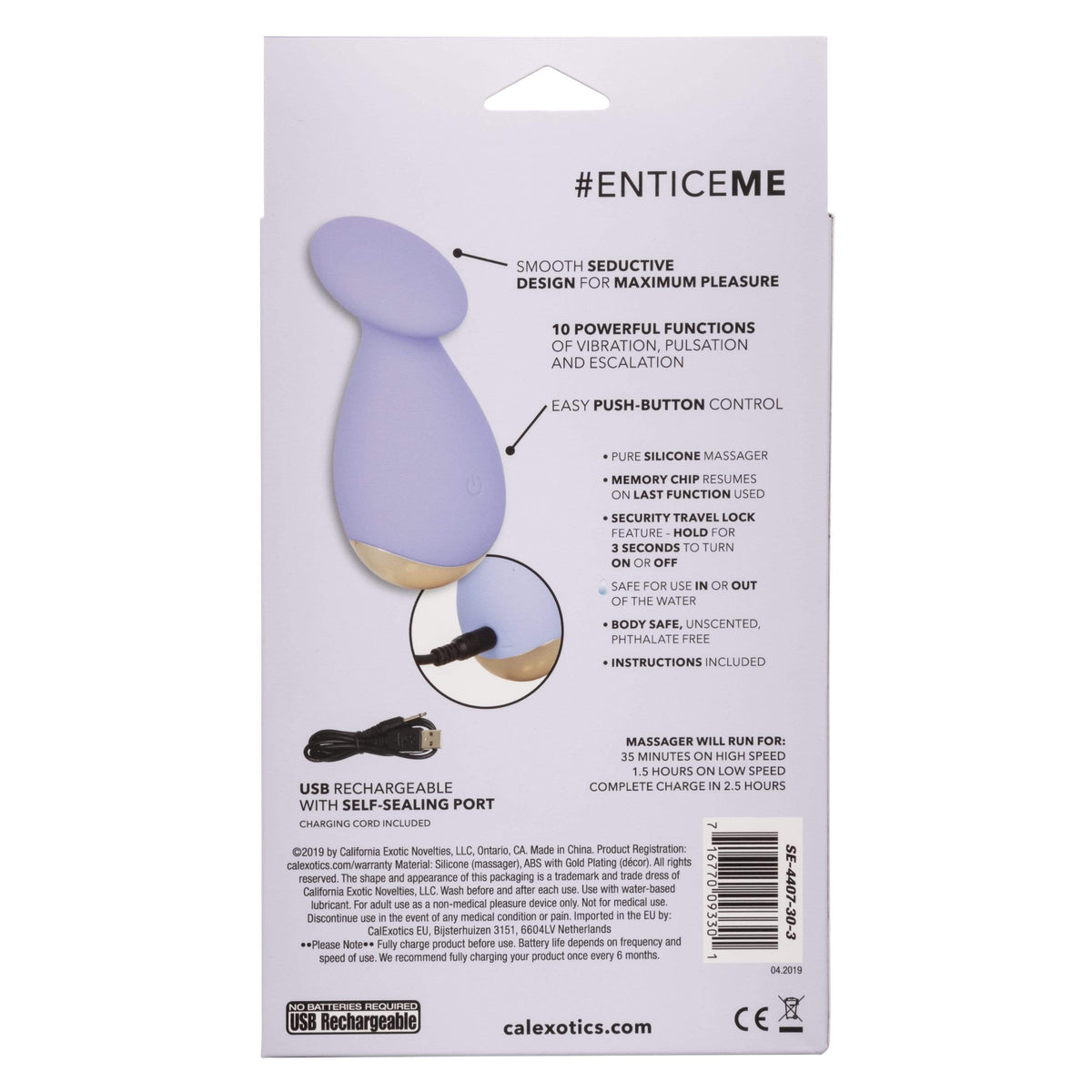 California Exotics - Slay EnticeMe Silicone Clit Massger (Purple) -  Clit Massager (Vibration) Rechargeable  Durio.sg