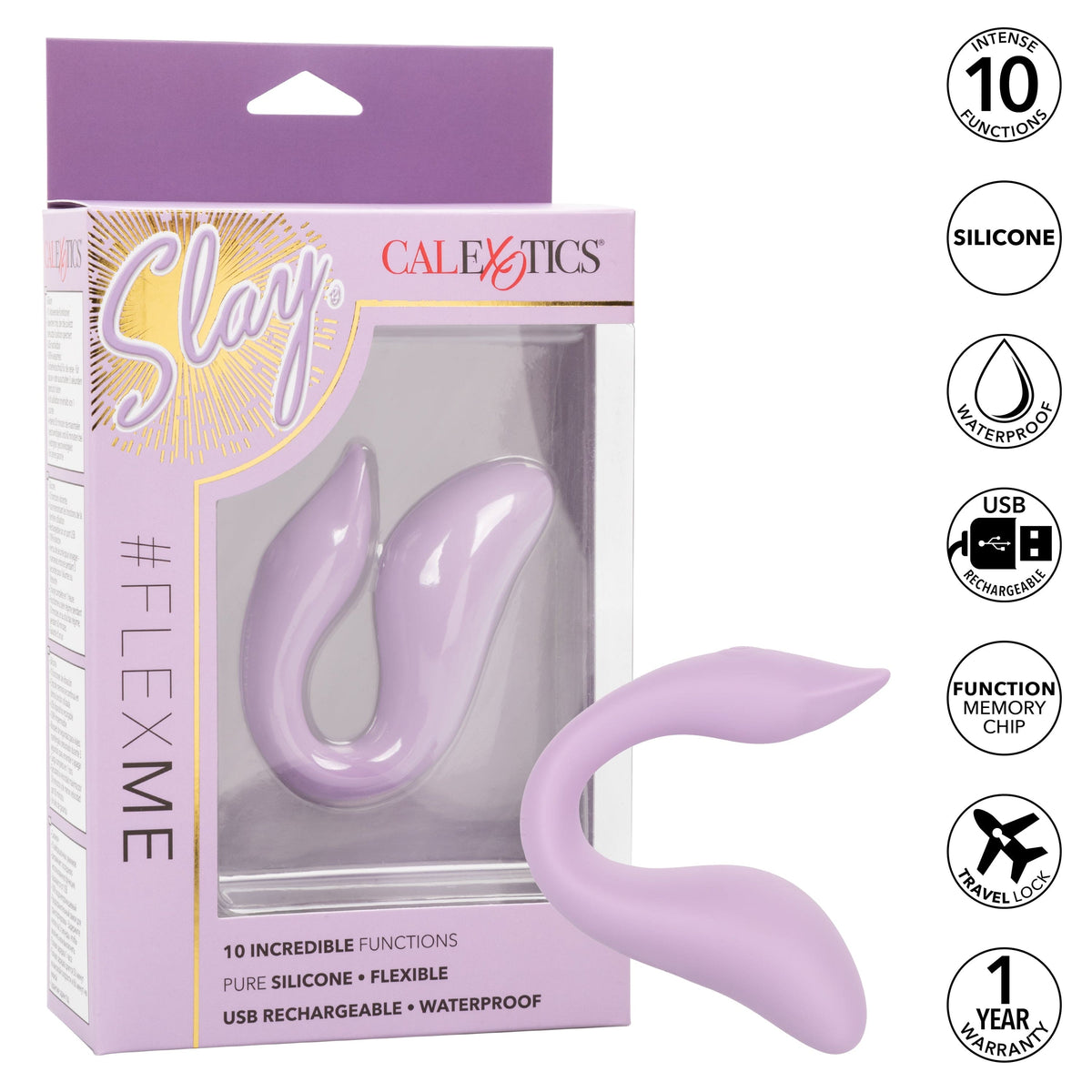 California Exotics - Slay FlexMe Flexible Vibrator (Purple) -  G Spot Dildo (Vibration) Rechargeable  Durio.sg