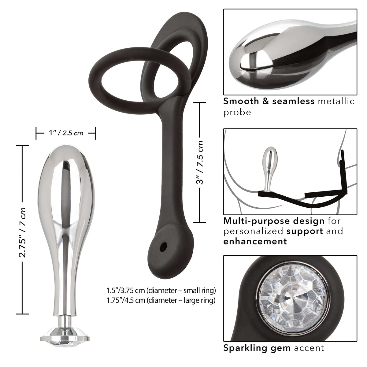 California Exotics - Star Fucker Teardrop Anal Plug with Cock Support (Silver) -  Anal Plug (Non Vibration)  Durio.sg