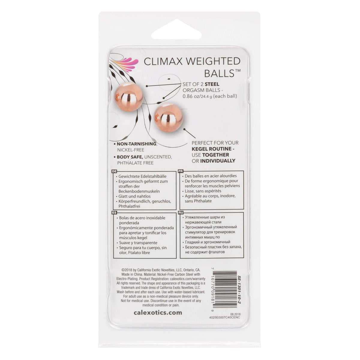 California Exotics - Steel Climax Weighted  Kegel Balls (Gold) -  Kegel Balls (Non Vibration)  Durio.sg