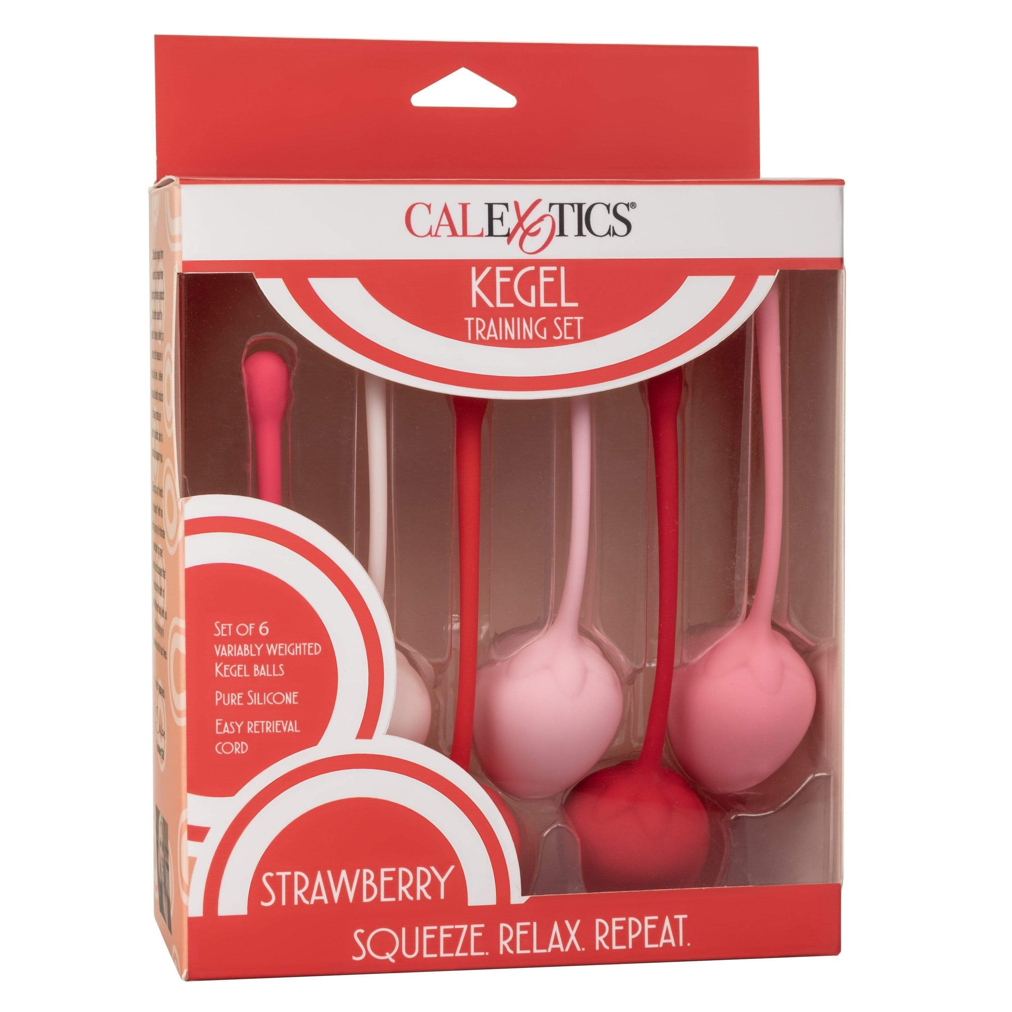 California Exotics - Strawberry Silicone Kegel Balls Training Set (Pink) -  Kegel Balls (Non Vibration)  Durio.sg