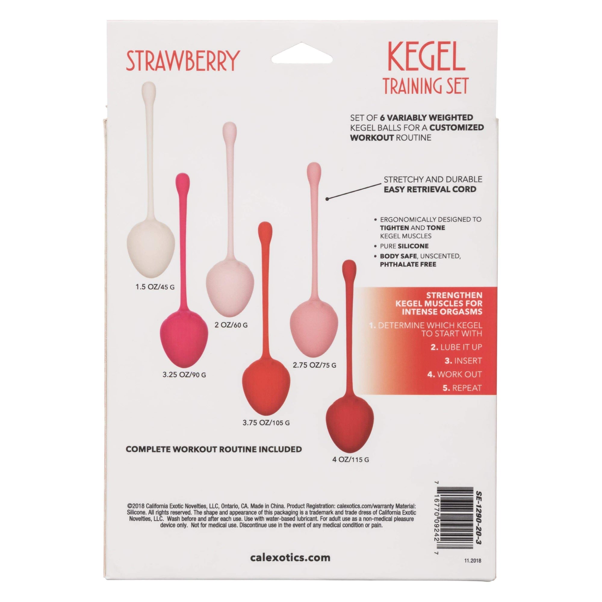 California Exotics - Strawberry Silicone Kegel Balls Training Set (Pink) -  Kegel Balls (Non Vibration)  Durio.sg