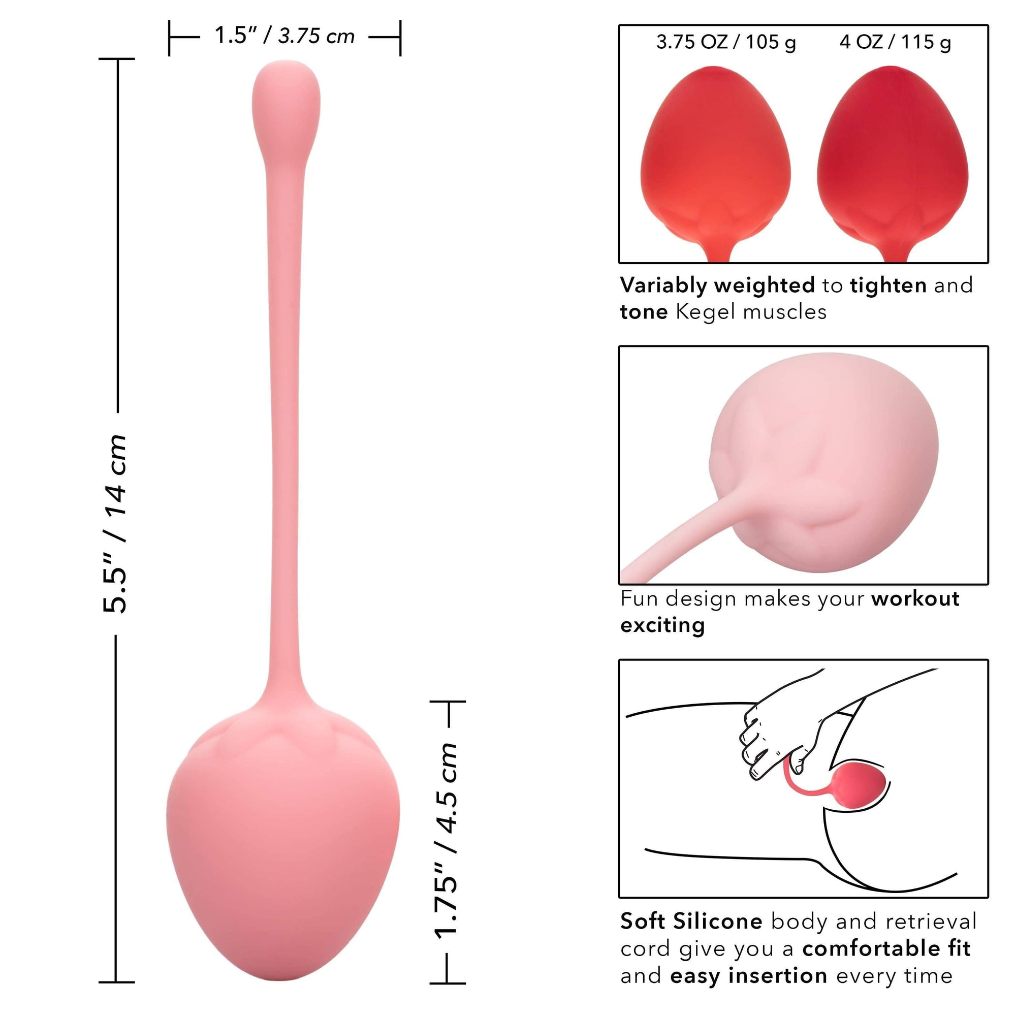 California Exotics - Strawberry Silicone Kegel Balls Training Set (Pink) -  Kegel Balls (Non Vibration)  Durio.sg