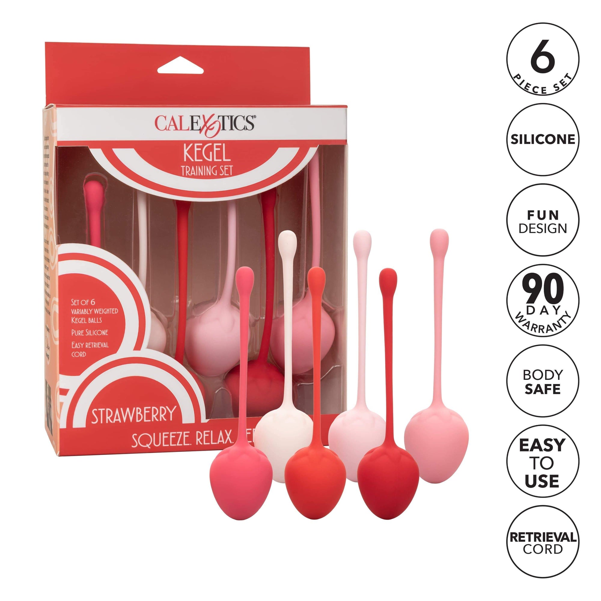 California Exotics - Strawberry Silicone Kegel Balls Training Set (Pink) -  Kegel Balls (Non Vibration)  Durio.sg