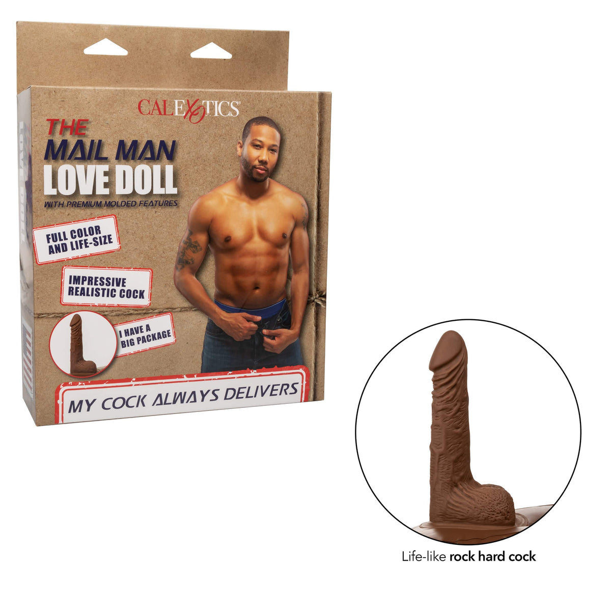 California Exotics - The Mail Man Inflatable Love Doll Masturbator Dildo 5.5&quot; (Brown) -  Doll  Durio.sg
