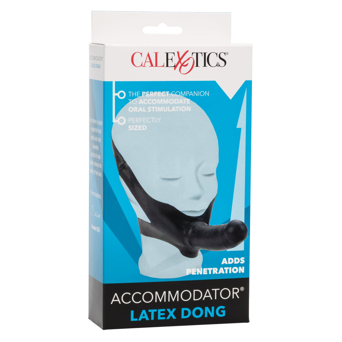 California Exotics - The Original Accommodator Latex Dong Mouth Strap On (Black) -  Strap On with Non hollow Dildo for Female (Non Vibration)  Durio.sg