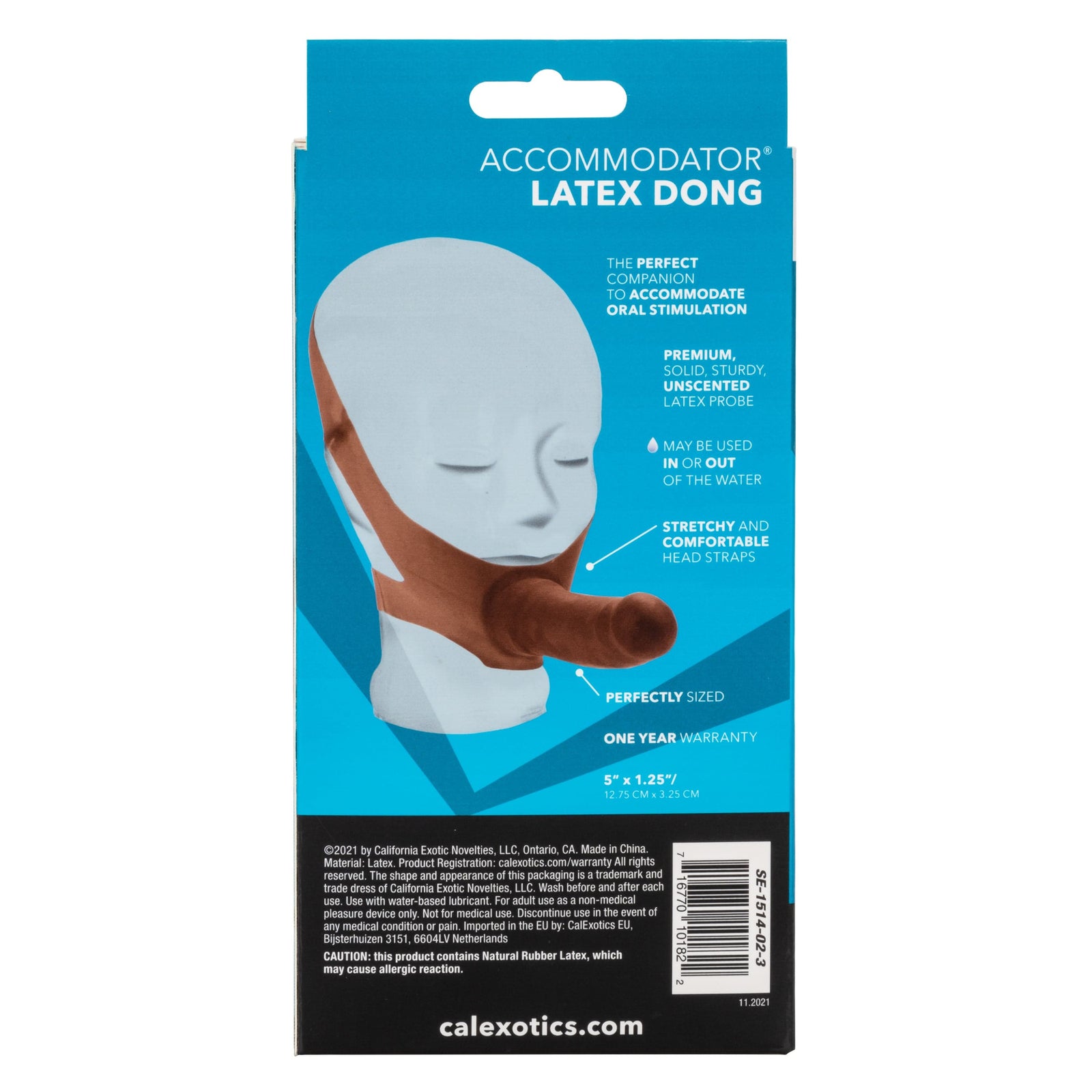 California Exotics - The Original Accommodator Latex Dong Mouth Strap On (Brown) -  Strap On with Non hollow Dildo for Female (Non Vibration)  Durio.sg