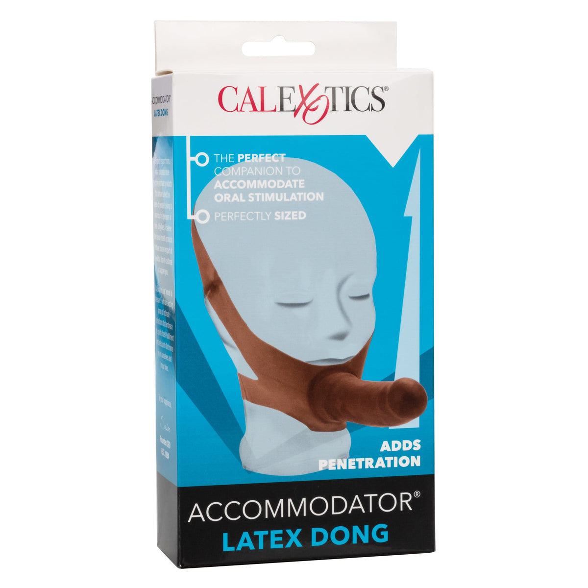 California Exotics - The Original Accommodator Latex Dong Mouth Strap On (Brown) -  Strap On with Non hollow Dildo for Female (Non Vibration)  Durio.sg