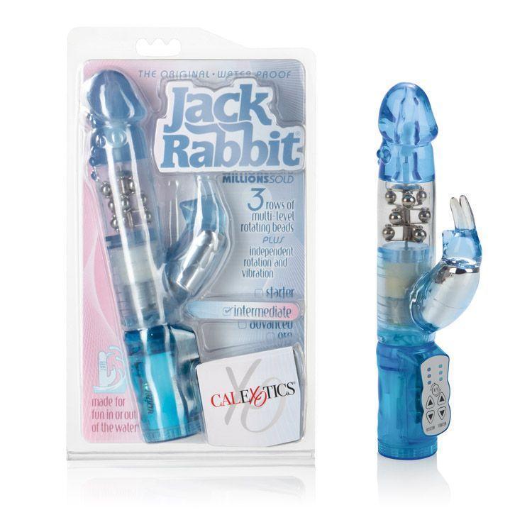 California Exotics - The Original Waterproof 3 Rows Jack Rabbit Vibrator Intermediate (Blue) -  Rabbit Dildo (Vibration) Non Rechargeable  Durio.sg