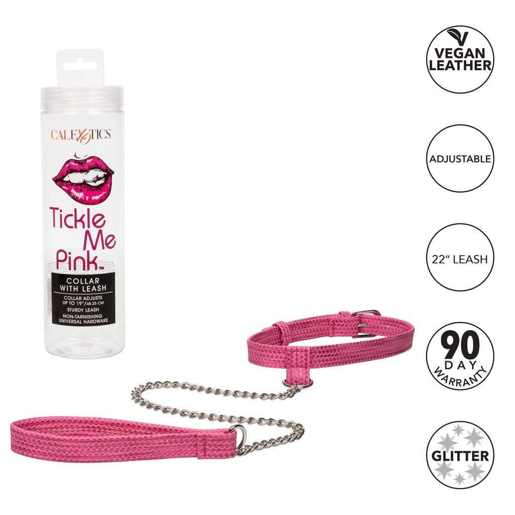 California Exotics - Tickle Me Pink Collar With Leash (Pink) -  Leash  Durio.sg