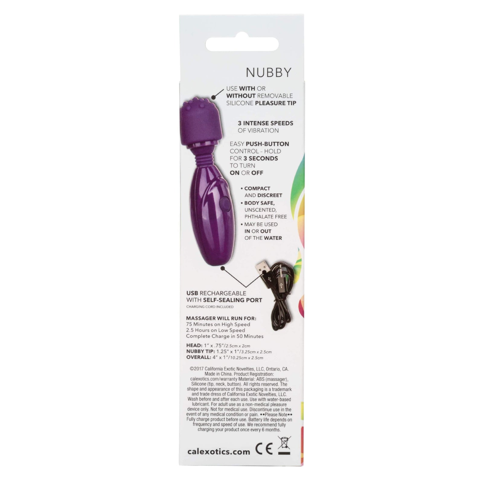 California Exotics - Tiny Teasers Nubby Mini Wand Massager (Purple) -  Mini Wand Massagers (Vibration) Non Rechargeable  Durio.sg