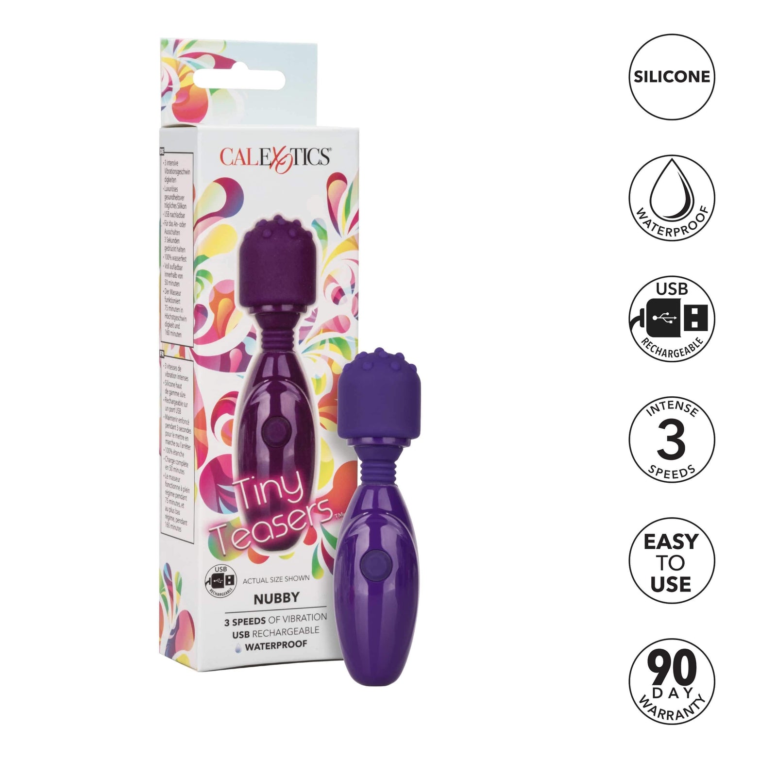 California Exotics - Tiny Teasers Nubby Mini Wand Massager (Purple) -  Mini Wand Massagers (Vibration) Non Rechargeable  Durio.sg