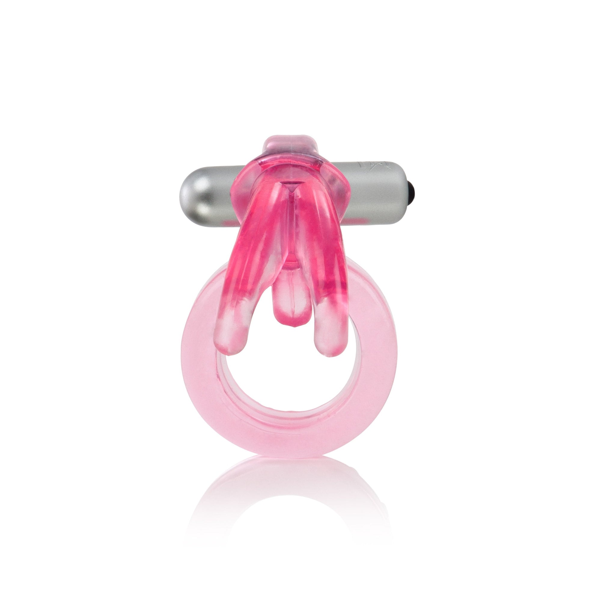 California Exotics - Triple Clit Flicker Vibrating Cock Ring (Pink) -  Rubber Cock Ring (Vibration) Non Rechargeable  Durio.sg